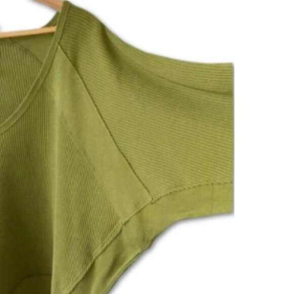 Free People Santa Clara Green V-Neck Thermal Dolman Sleeves Gorpcore Top - Picture 6 of 9